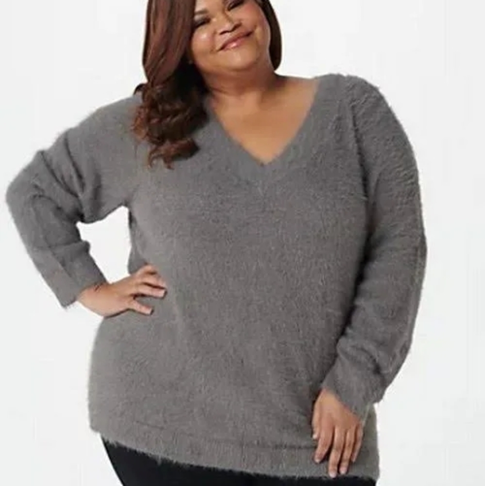 Laurie Felt Metallic Gray Women's Sweater